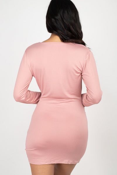 SEXY WRAP RUCHED BODYCON DRESS